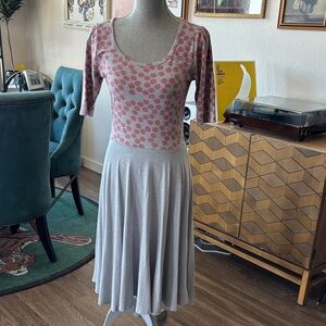 LuLaRoe Gray and Pink Patterned Dress